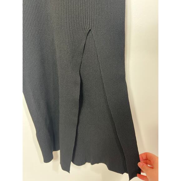 New MNG MANGO Black Off Shoulder Long Sleeve Ribbed Sweater Dress S - Picture 11 of 16